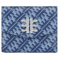 New JW PEI Navy Blue FEI Monogram Trifold Wallet