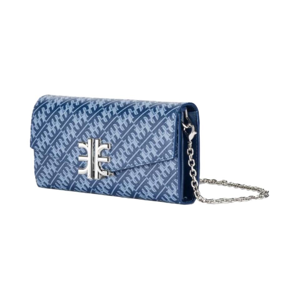 New JW PEI Navy FEI Monogram Chain Clutch Crossbody Bag For Sale at 1stDibs