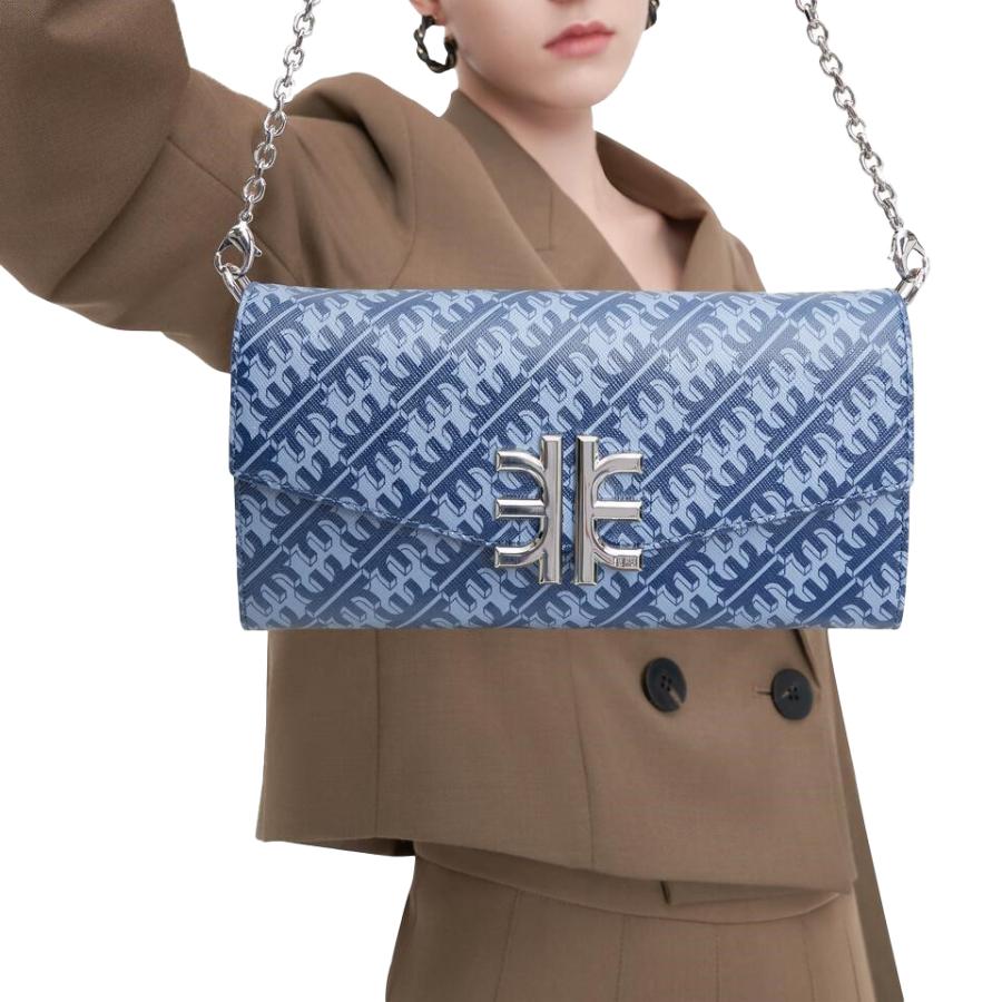 New JW PEI Navy FEI Monogram Chain Clutch Crossbody Bag For Sale 1