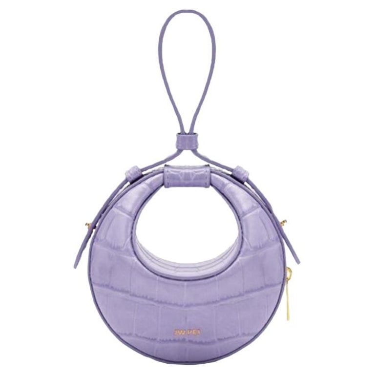 New JW PEI Purple Rantan Super Mini Crocodile Pattern Vegan Leather Handbag