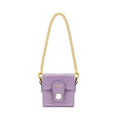 New JW PEI Purple Square Mini Box Lizard Pattern Vegan Leather Shoulder Bag