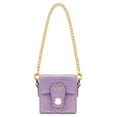 New JW PEI Purple Square Mini Box Lizard Pattern Vegan Leather Shoulder Bag