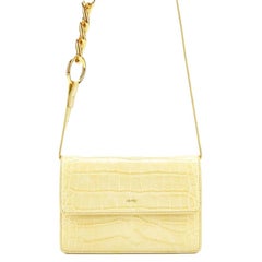 New JW PEI Yellow Julia Chain Crocodile Pattern Vegan Leather Crossbody Bag