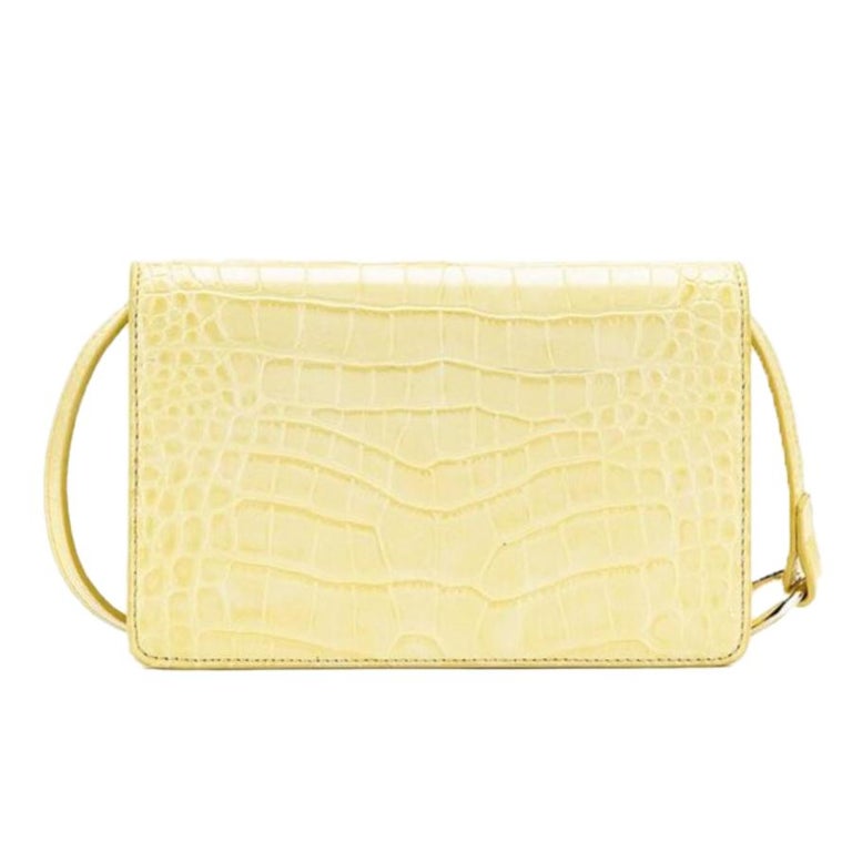 New JW PEI Yellow Julia Chain Crocodile Pattern Vegan Leather Crossbody