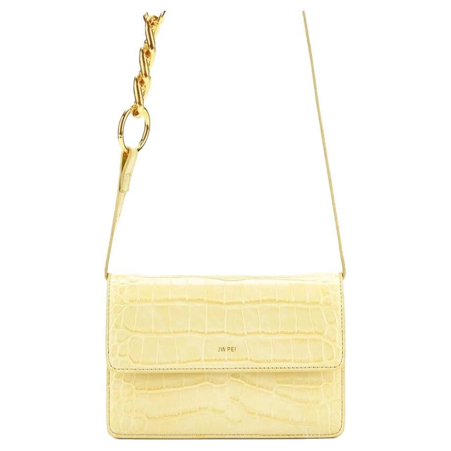 New JW PEI Yellow Julia Chain Crocodile Pattern Vegan Leather Crossbody