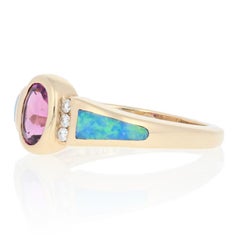 Kabana .61 Karat Oval Brillant Rhodolith Granat Opal:: und Diamant-Ring 14k Gold