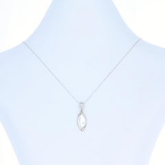 Kabana Mother of Pearl Pendant Necklace, 14 Karat White Gold Diamond Accents
