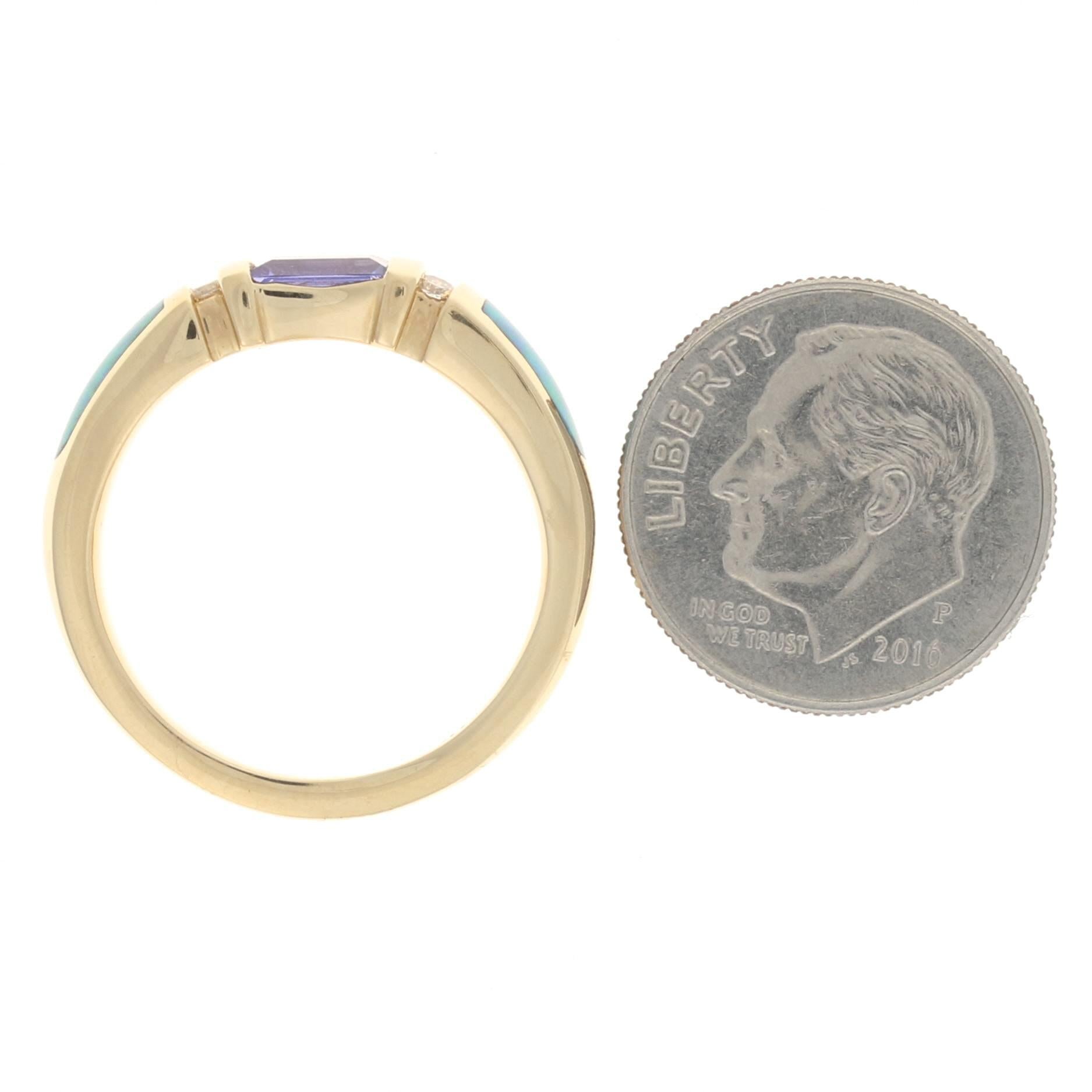 Kabana Tanzanite, Opal, and Diamond Ring, 14 Karat Gold Women's .66 Carat 1