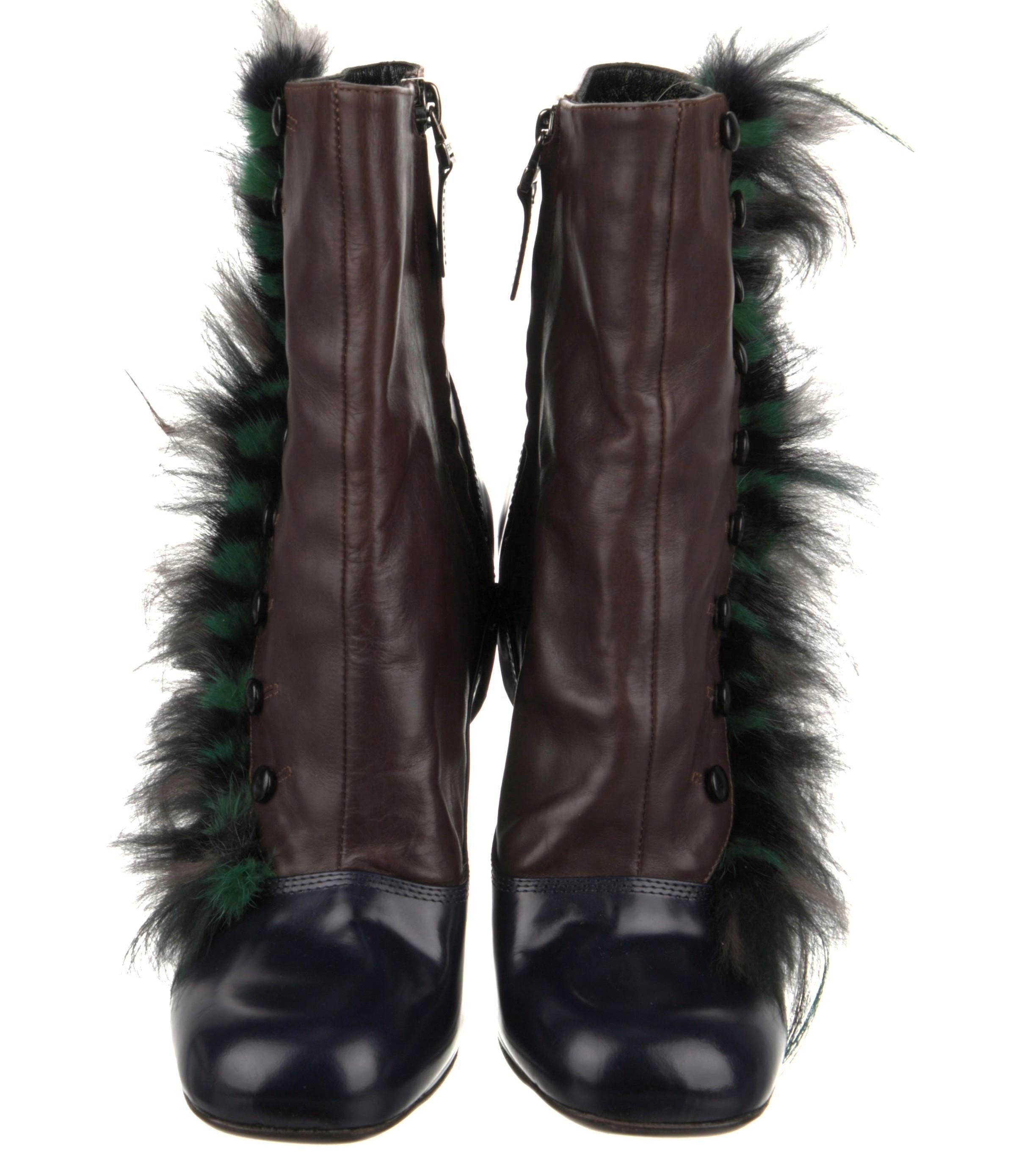 Nuevos botines de piel de monstruo de la colección de otoño 2012 de Karl Lagerfeld para Fendi Talla 38 en venta 1