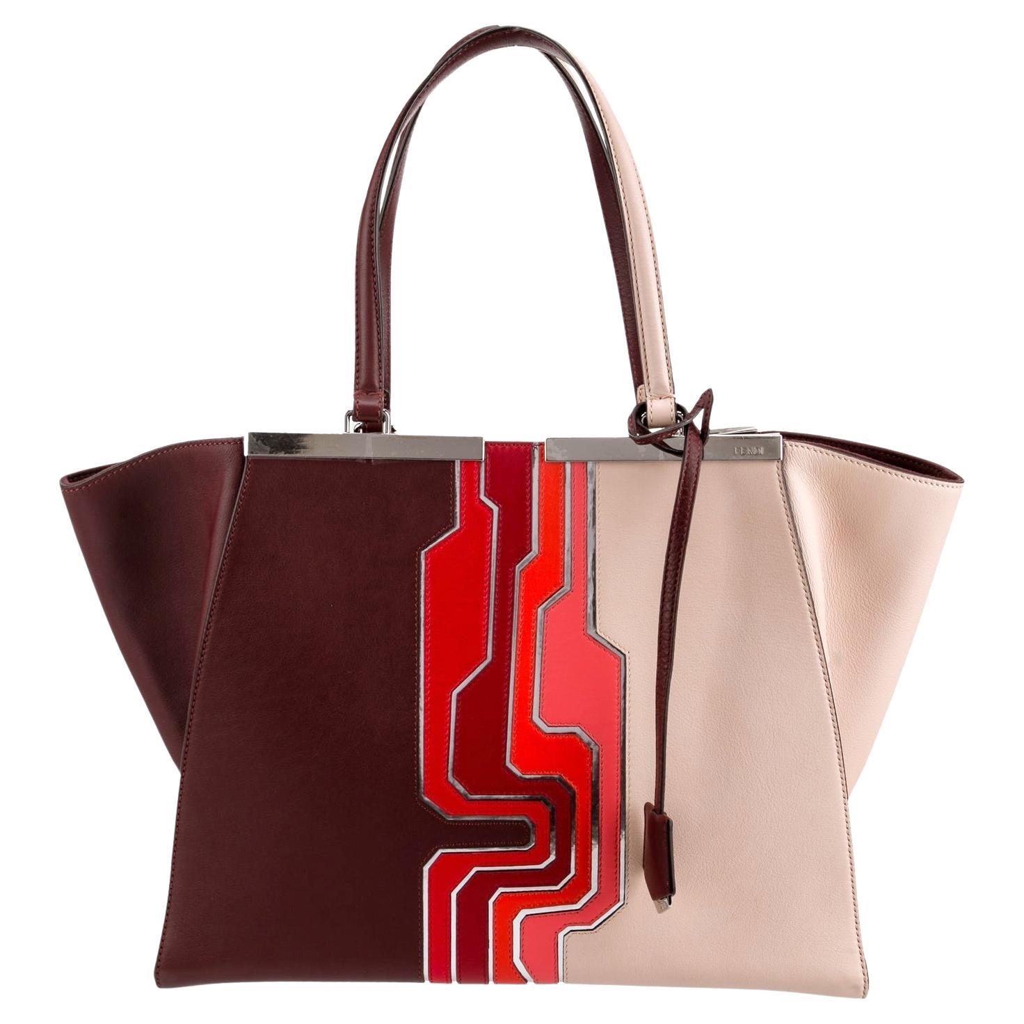 New Karl Lagerfeld's 2014 Fendi Vitello Circuit Inlay Large Leather 3Jours Bag Rosa en venta