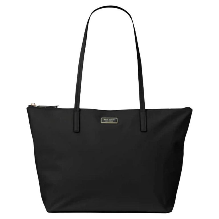 NEW Kate Spade Black Hayden Top Zip Nylon Tote Shoulder Bag For Sale at