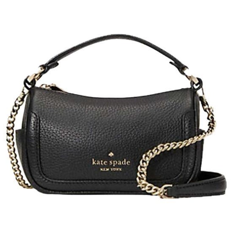 NEW Kate Spade Black Smoosh Mini Pebbled Leather Crossbody Bag For Sale