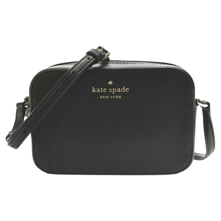 NEW Kate Spade Black Staci Mini Crossgrain Leather Camera Crossbody Bag
