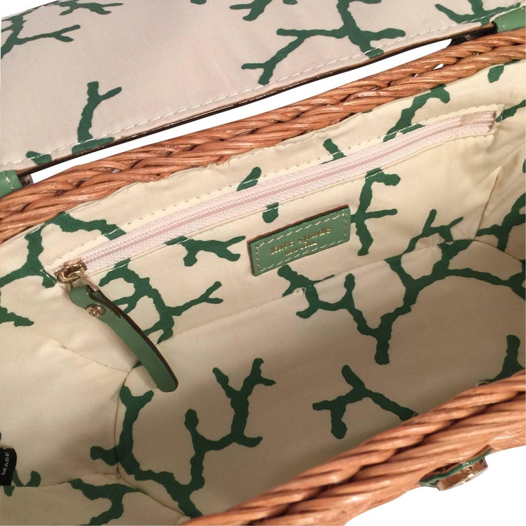 New Kate Spade Spring 2005 Large Green Wicker Basket Bag For Sale at