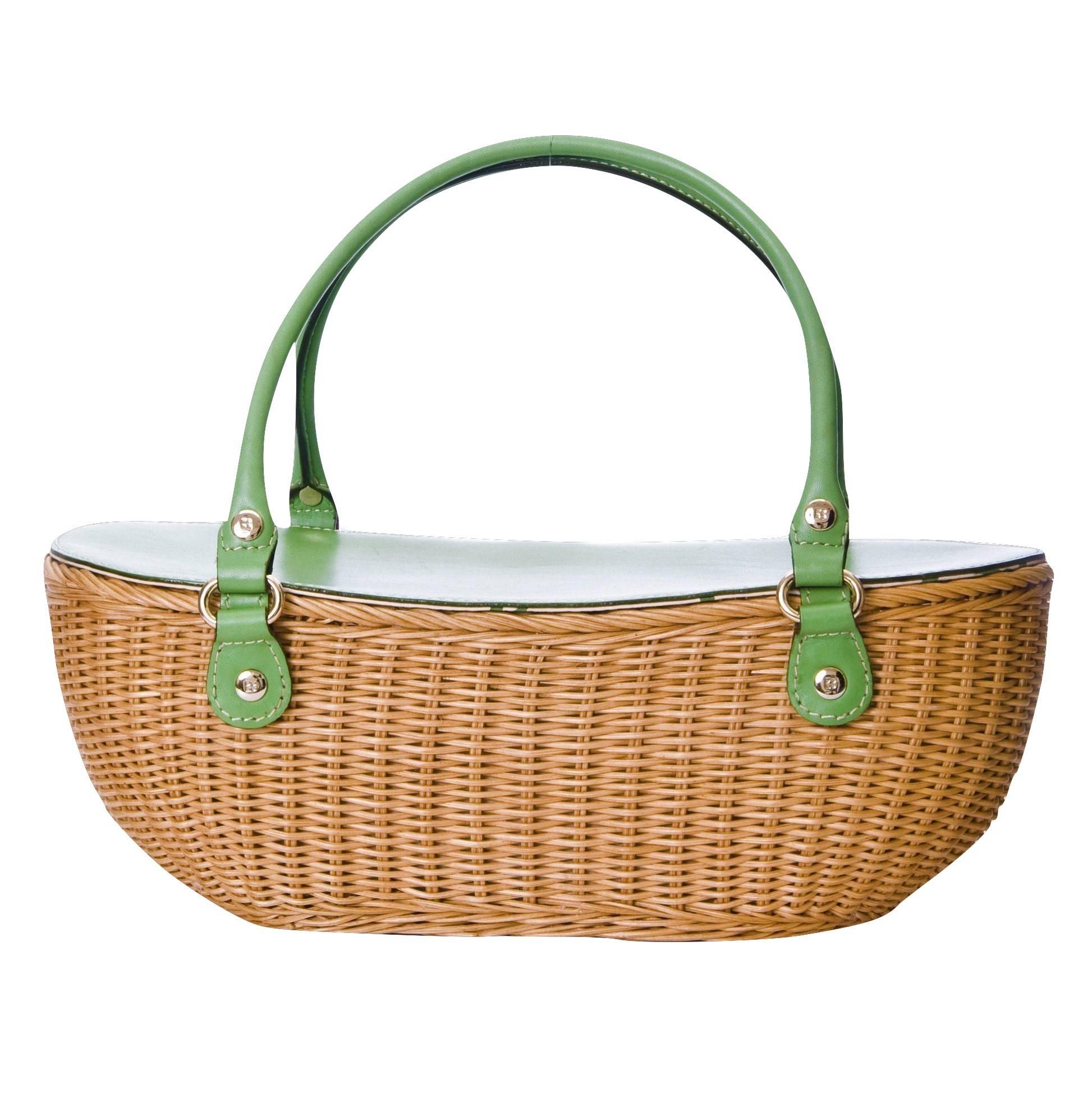 New Kate Spade Her Rare Medium Collectible Spring 2005 Green Wicker Basket Bag  5