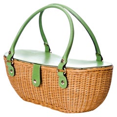 New Kate Spade Her Rare Medium Collectible Spring 2005 Green Wicker Basket Bag 