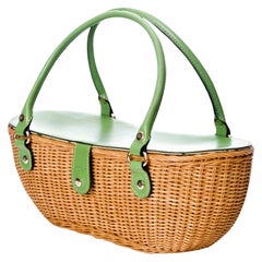 New Kate Spade Her Rare Medium Collectible Spring 2005 Green Wicker Basket Bag