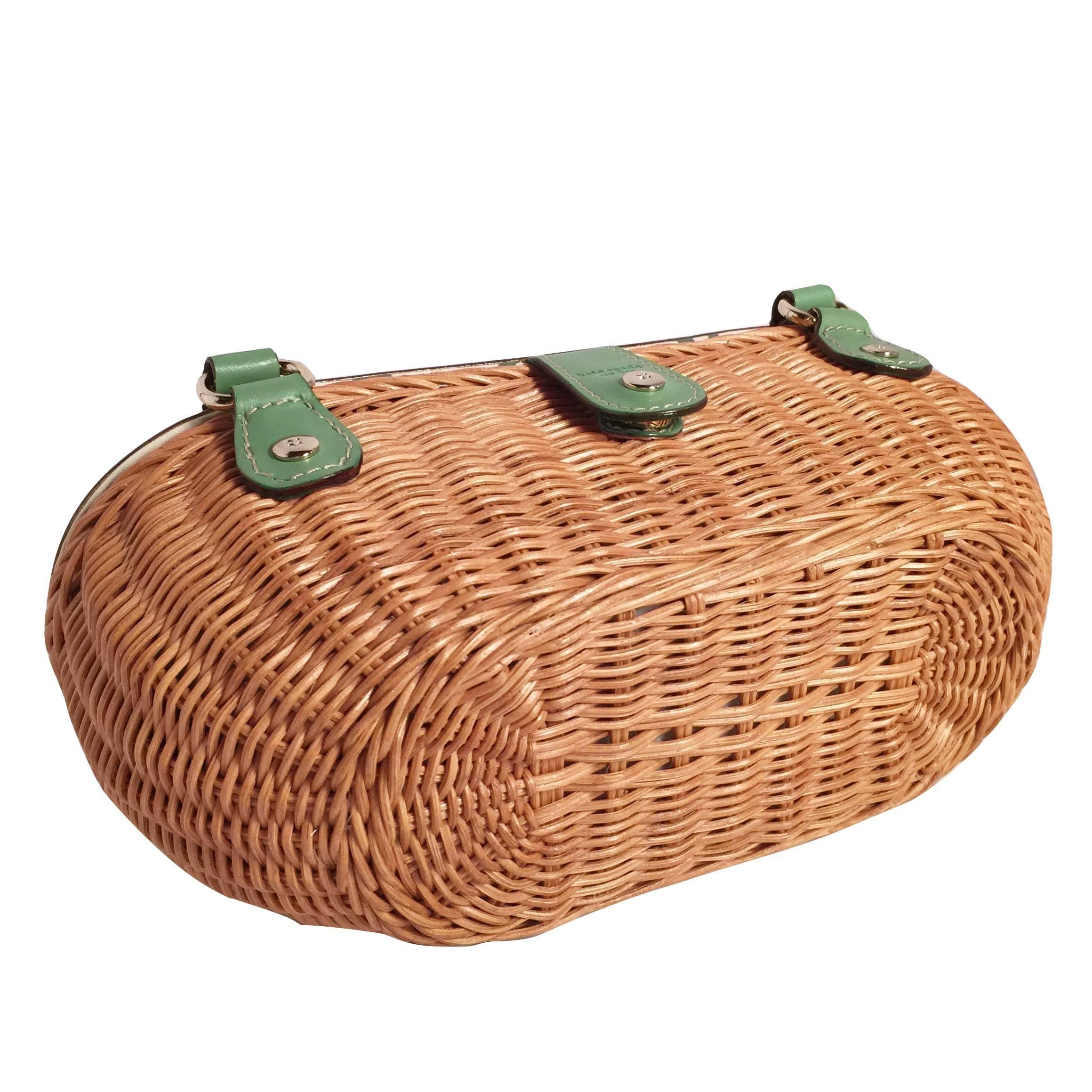 New Kate Spade Her Rare Large Collectible Spring 2005 Green Wicker Basket Bag 4