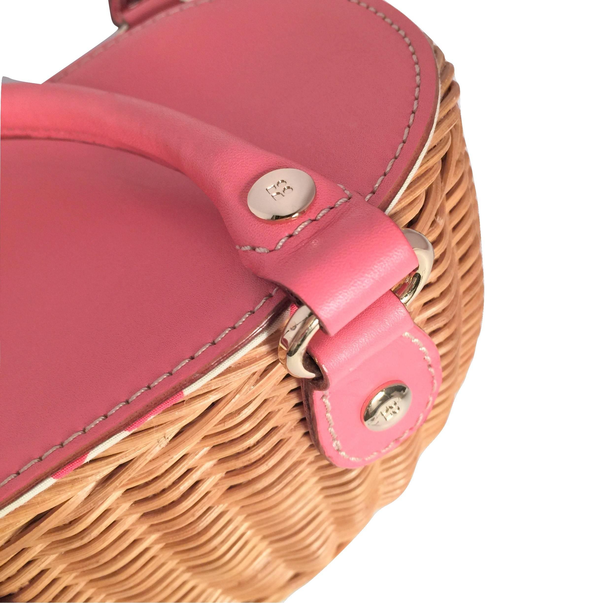 New Kate Spade Her Rare Large Collectible Spring 2005 Pink Wicker Basket Bag 5