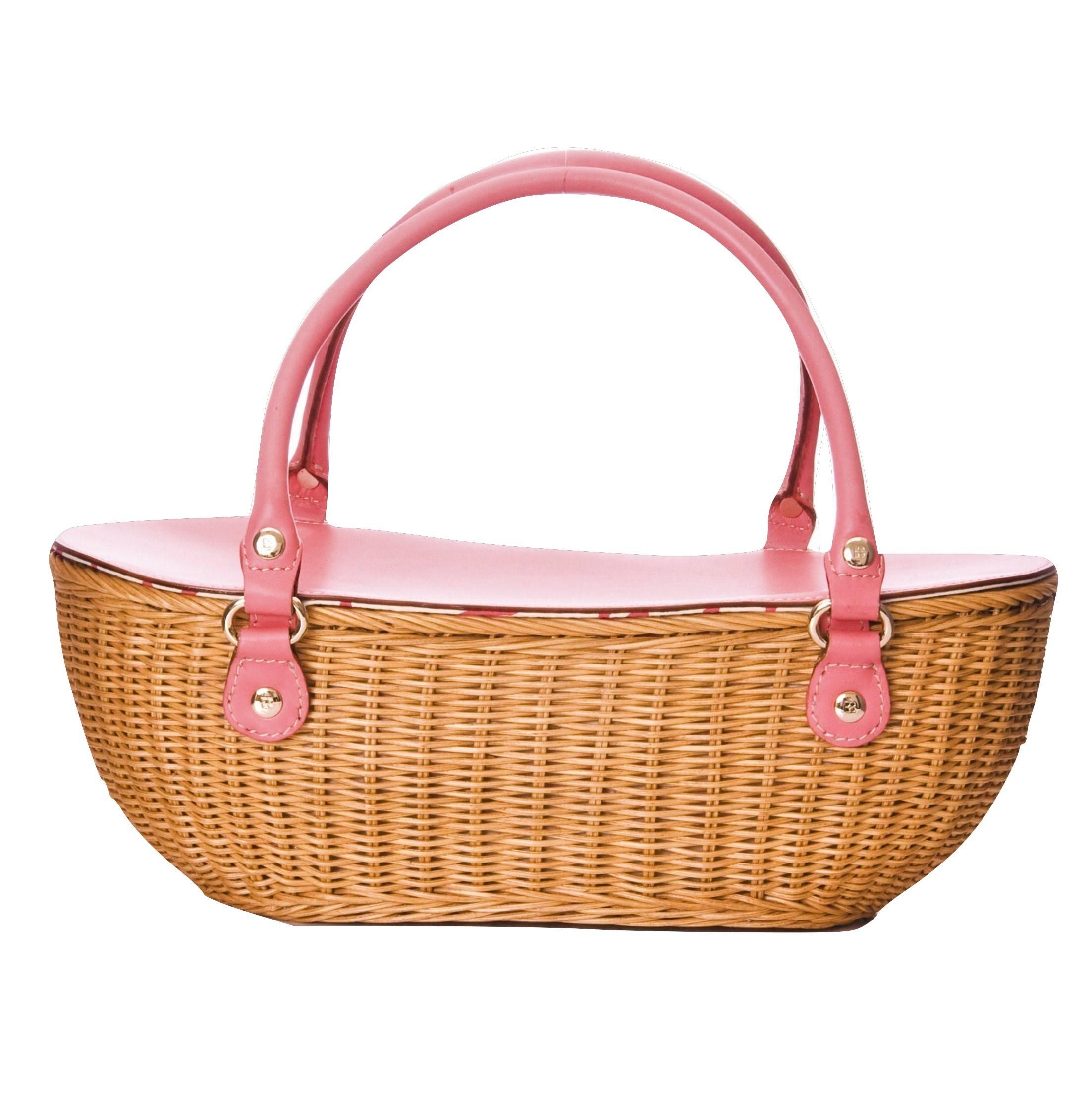 New Kate Spade Her Rare Large Collectible Spring 2005 Pink Wicker Basket Bag 4