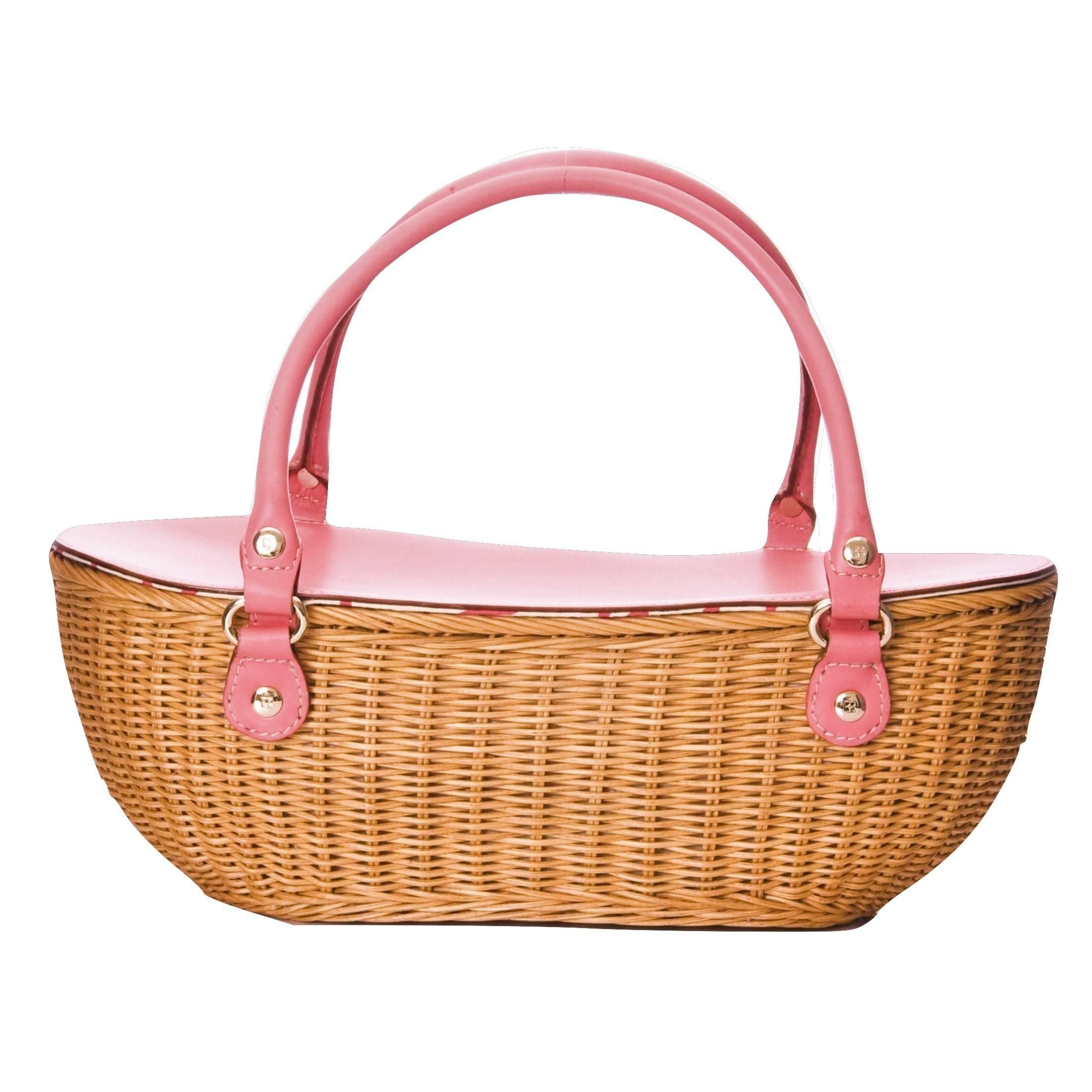 New Kate Spade Her Rare Large Collectible Spring 2005 Pink Wicker Basket Bag 3