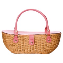 New Kate Spade Her Rare Large Collectible Spring 2005 Pink Wicker Basket Bag
