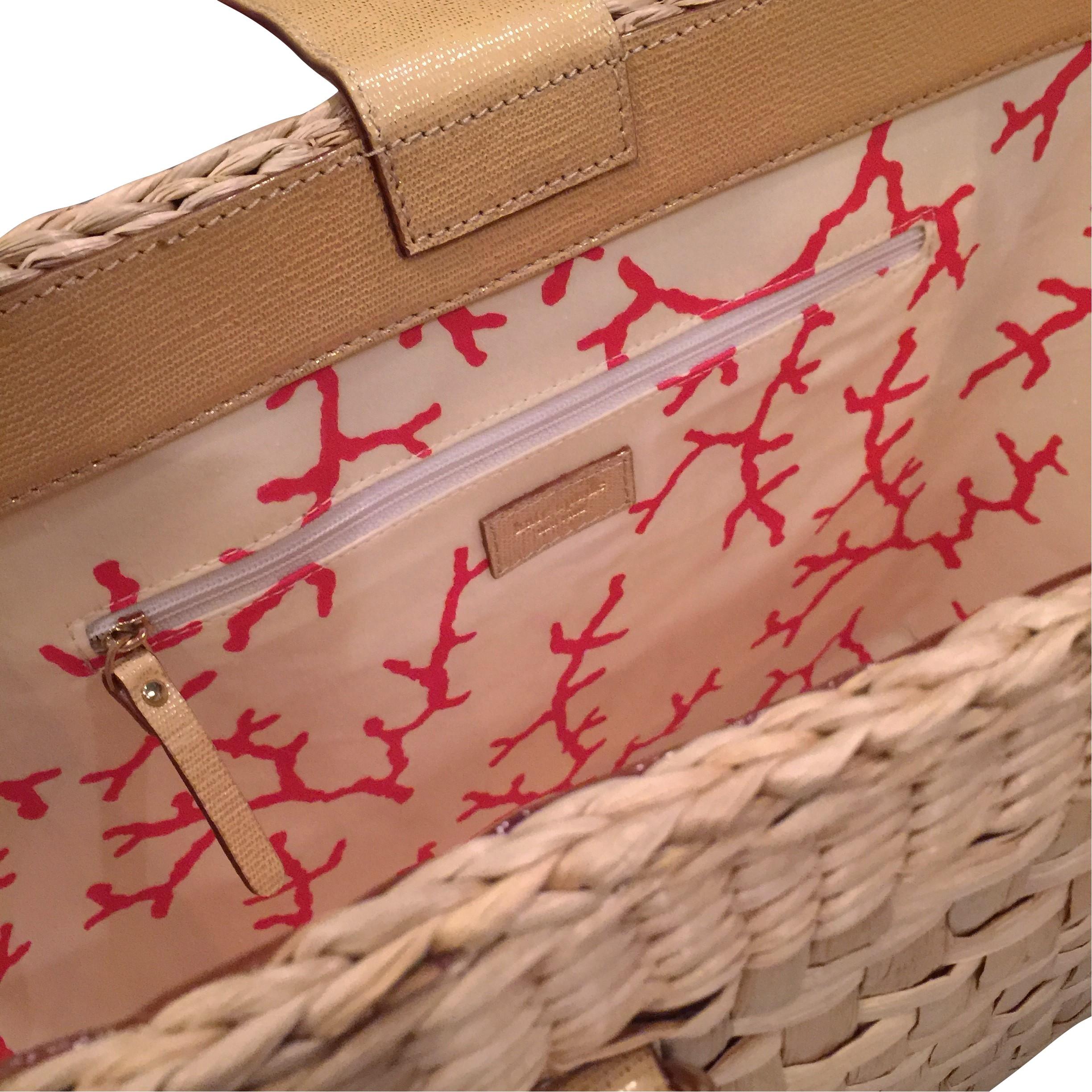 New Kate Spade Her Rare Large Collectible Spring 2005 Wicker Tote Bag For Sale 1
