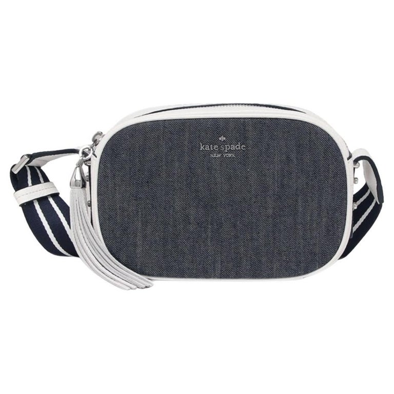 NEW Kate Spade Navy Denim multi Kourtney Denim Camera Crossbody Bag For