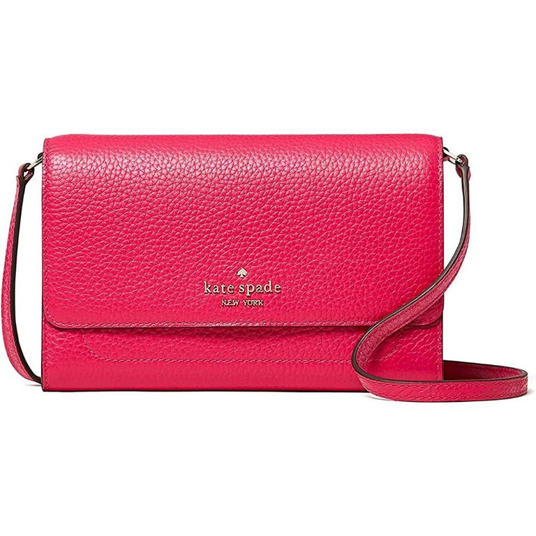 NEW Kate Spade Pink Ruby Harlow Pebbled Wallet on a String Crossbody
