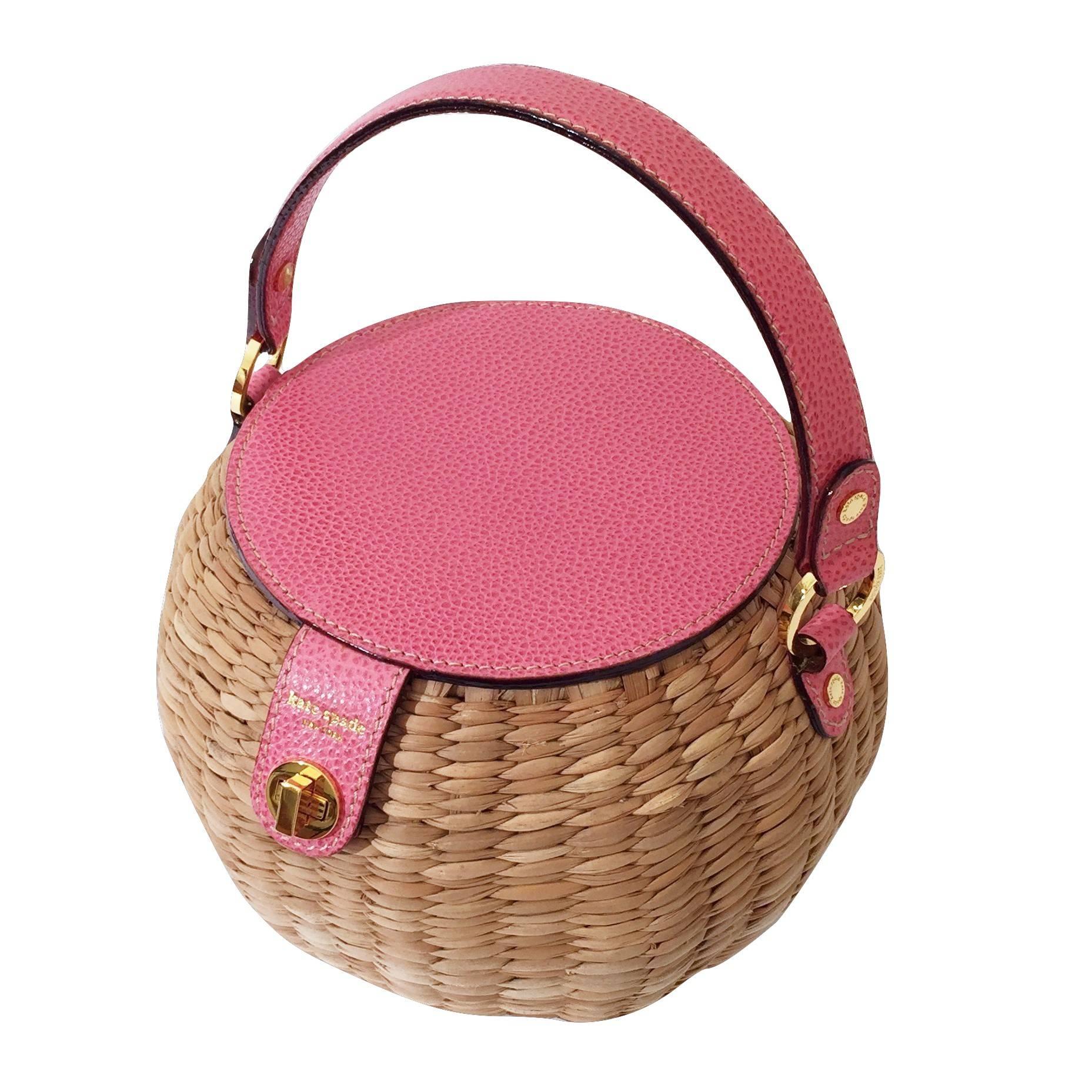 New Spring 2005 Collection Kate Spade Pink Wicker Basket Bag With Box & Tags 9