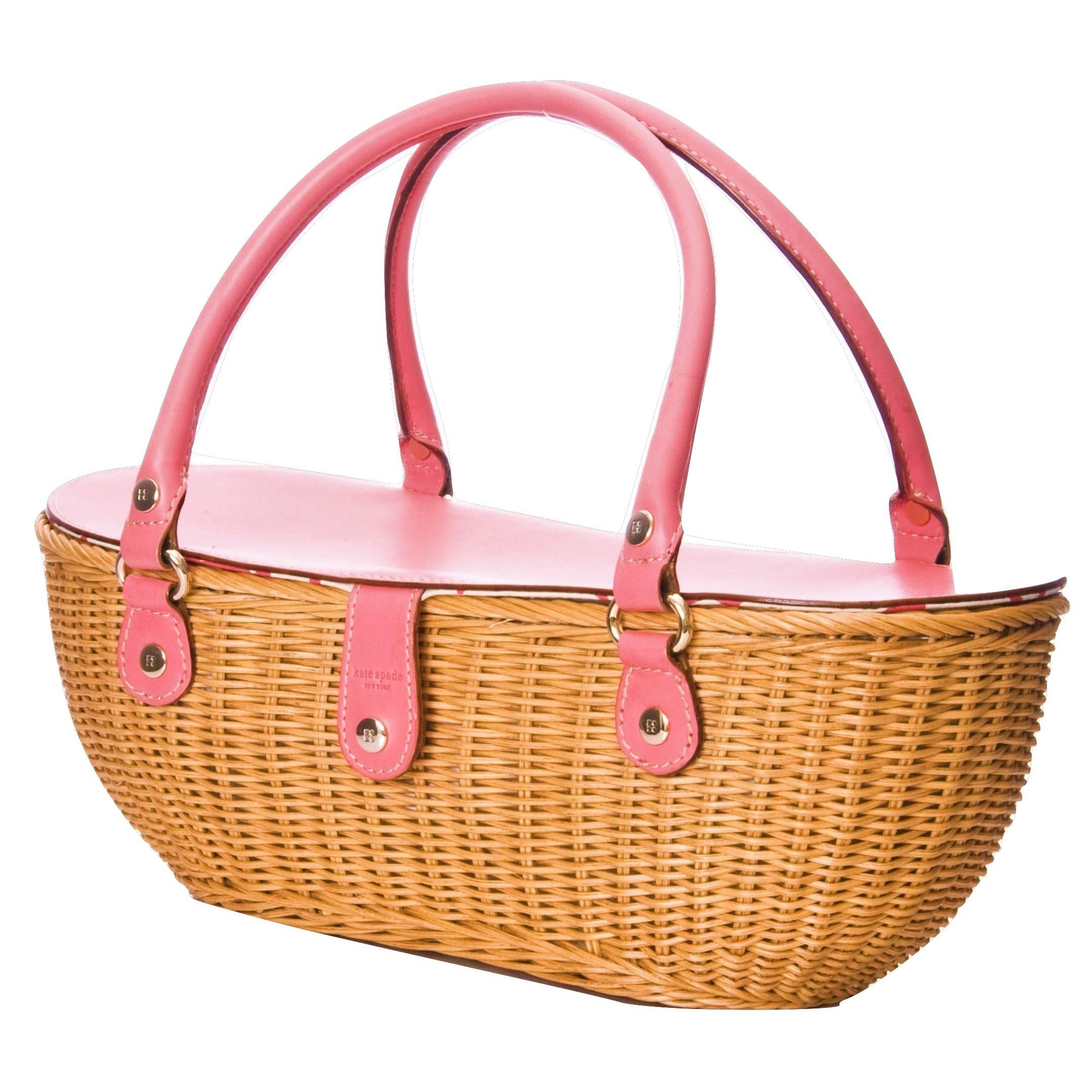 New Kate Spade Spring 2005 Collection Pink Wicker Basket Bag In New Condition In Leesburg, VA