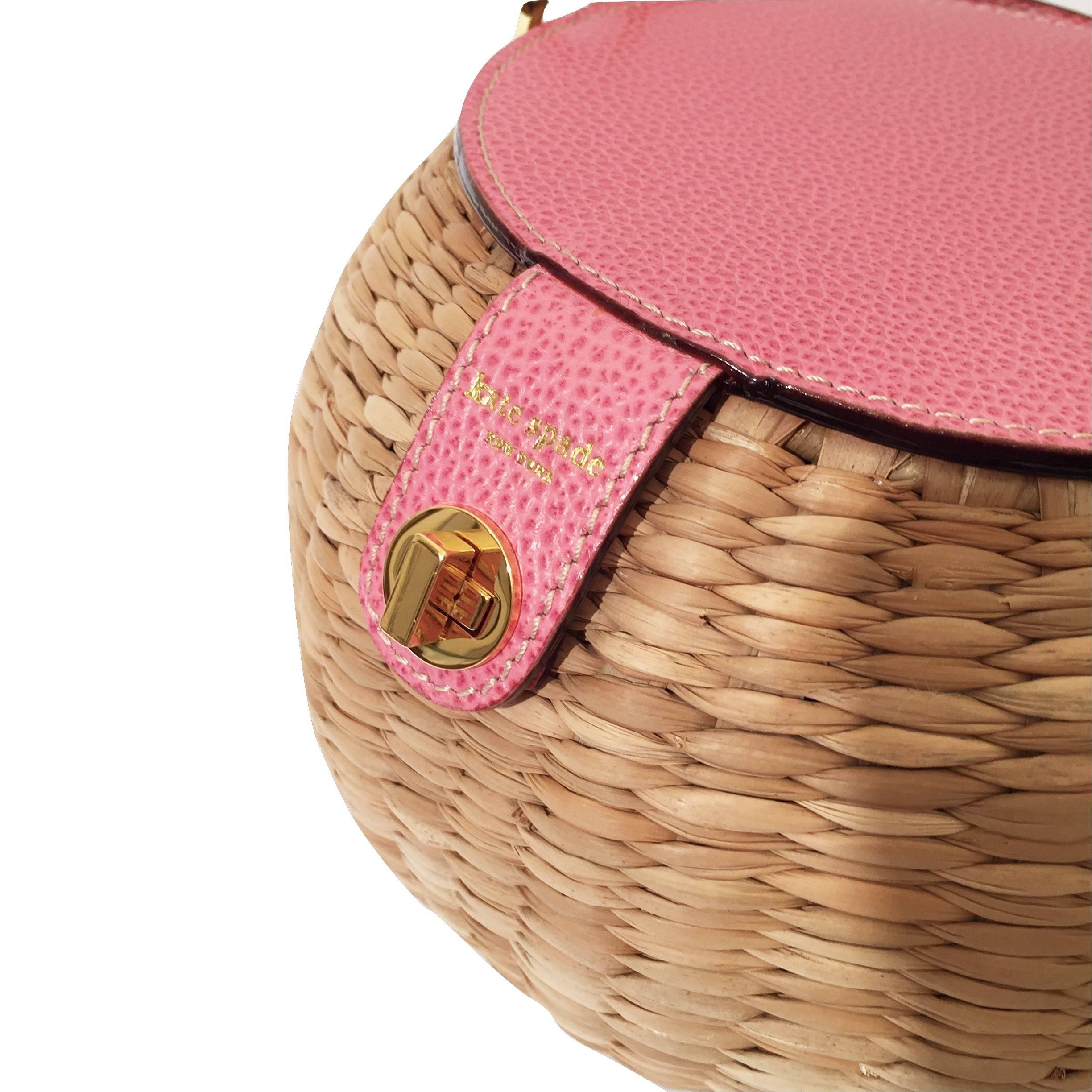 New Spring 2005 Collection Kate Spade Pink Wicker Basket Bag With Box & Tags 3