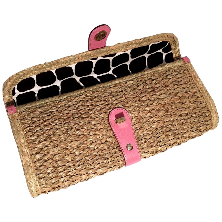 New Kate Spade Rare Collectible Spring 2005 Wicker Straw Rattan Clutch Bag For Sale at 1stdibs