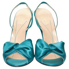 New Kate Spade Spring 2005 Collection Teal Satin Heels Size 6