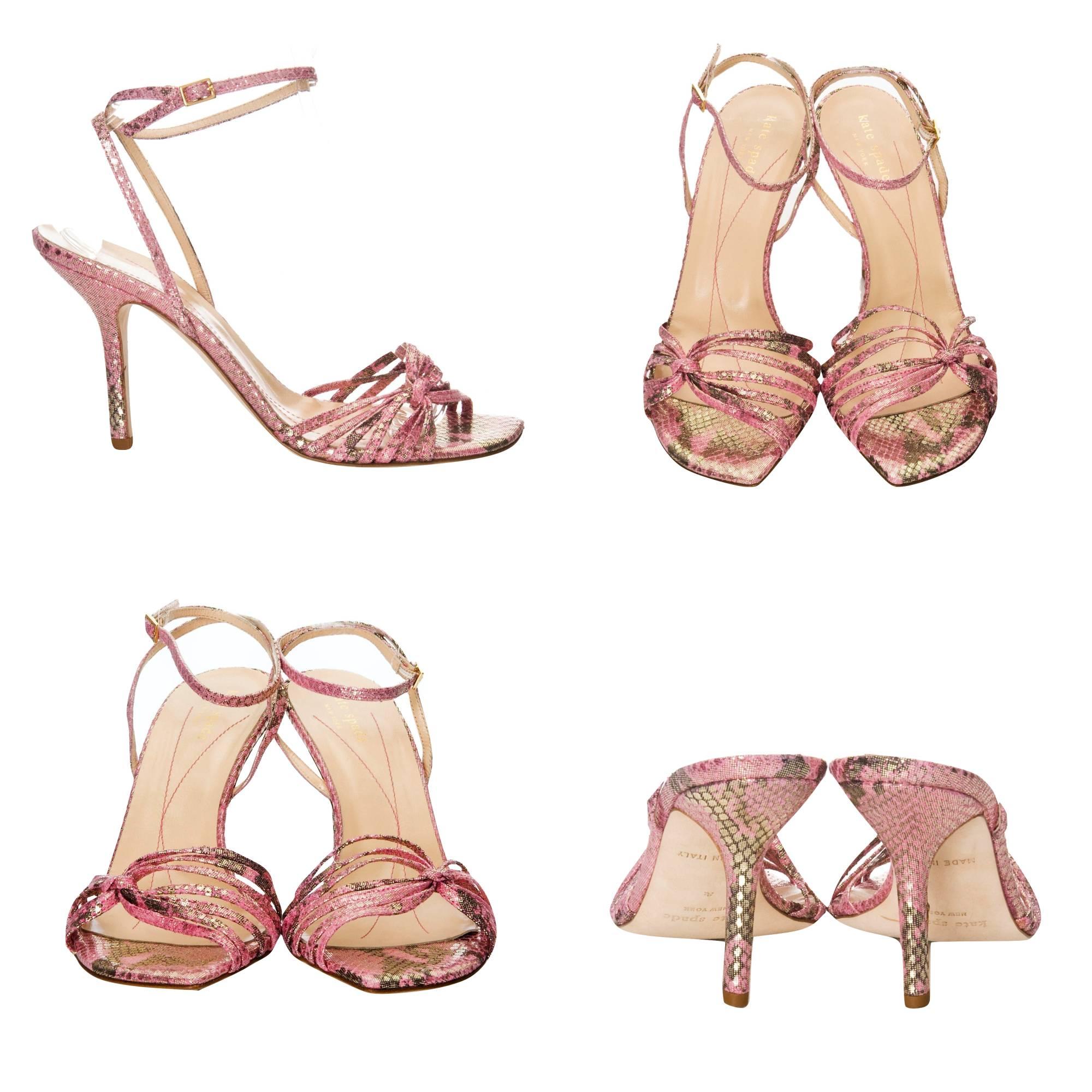Beige New Kate Spade Spring 2005 Snakeskin Fabric Heels Sz 8.5