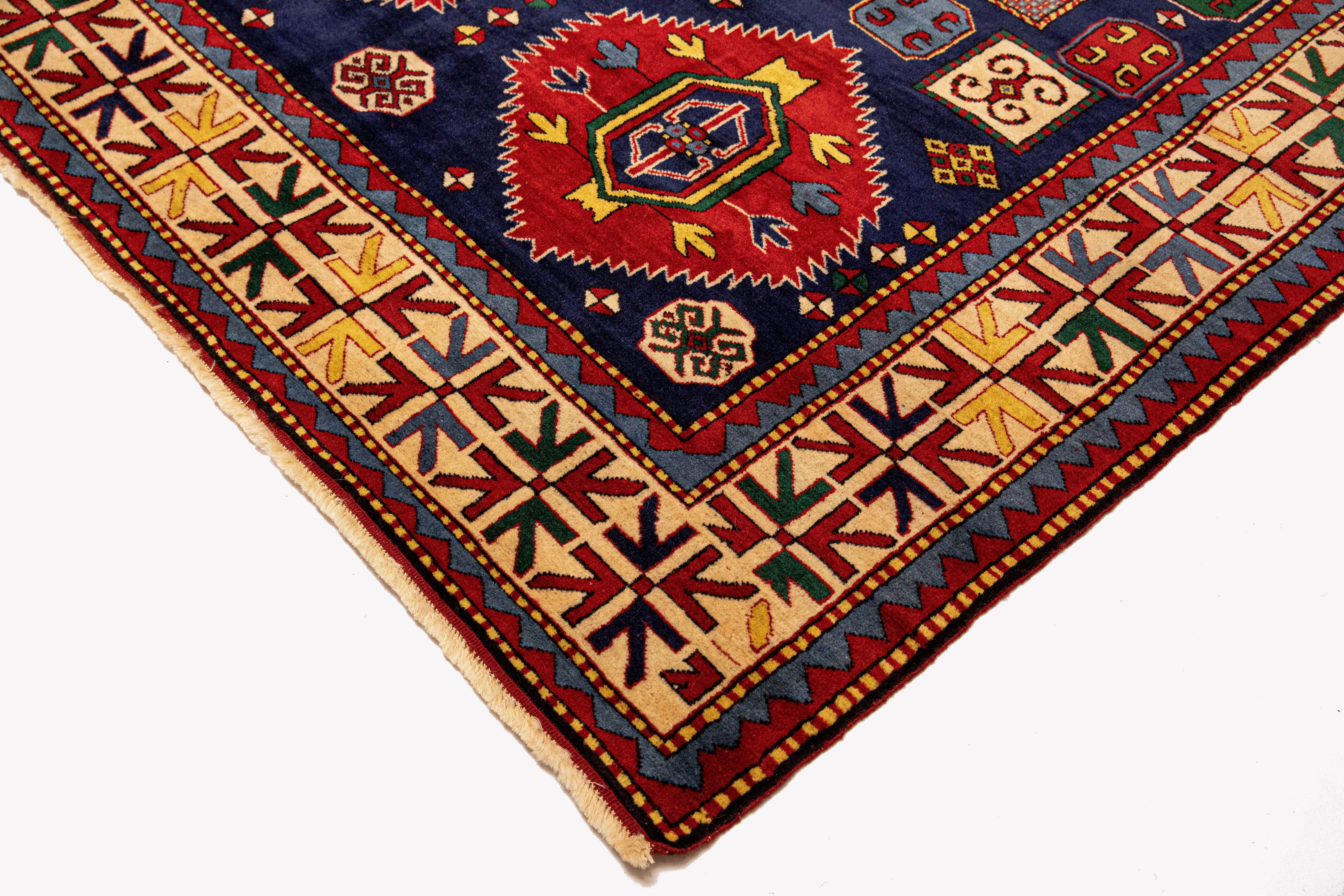 This is an exceptional rug, brand new, and made under special circumstances . Let us tell you briefly the back story.
Modern day Azerbaijan with its many mountains and valleys, as in past centuries is a mosaic of different tribal peoples, isolated