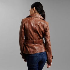 New Kenneth Cole Leather Jacket Coat in Saddle Brown Size Small