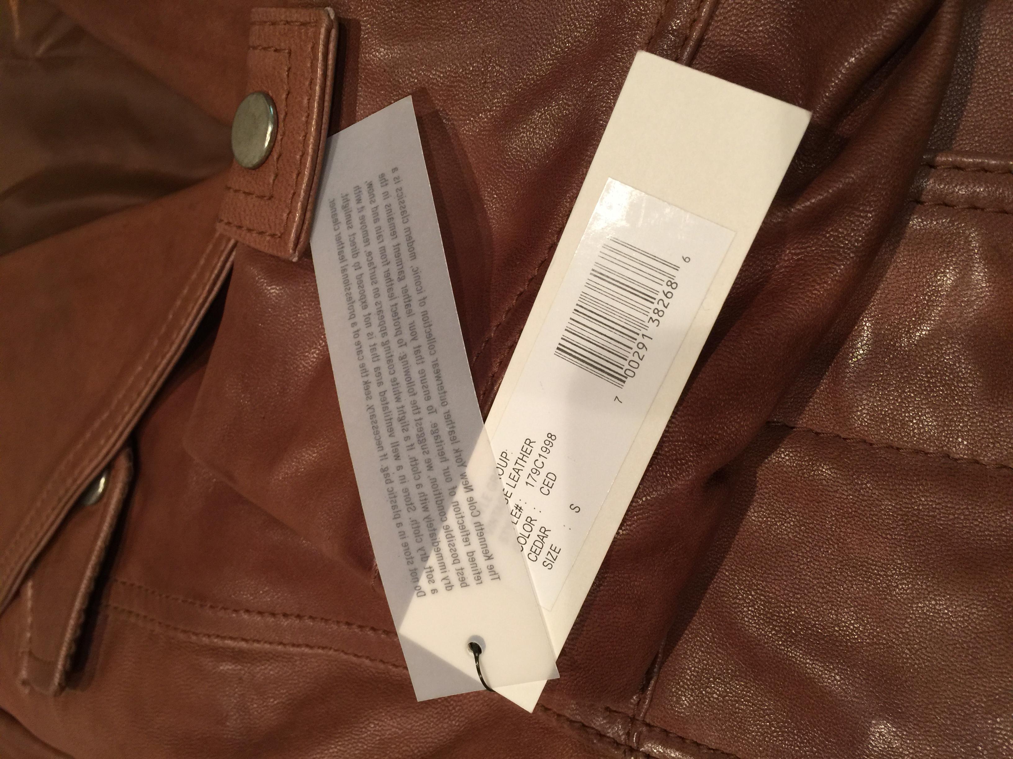 New Kenneth Cole Leather Jacket Coat in Saddle Brown Size Small Neuf - En vente à Leesburg, VA