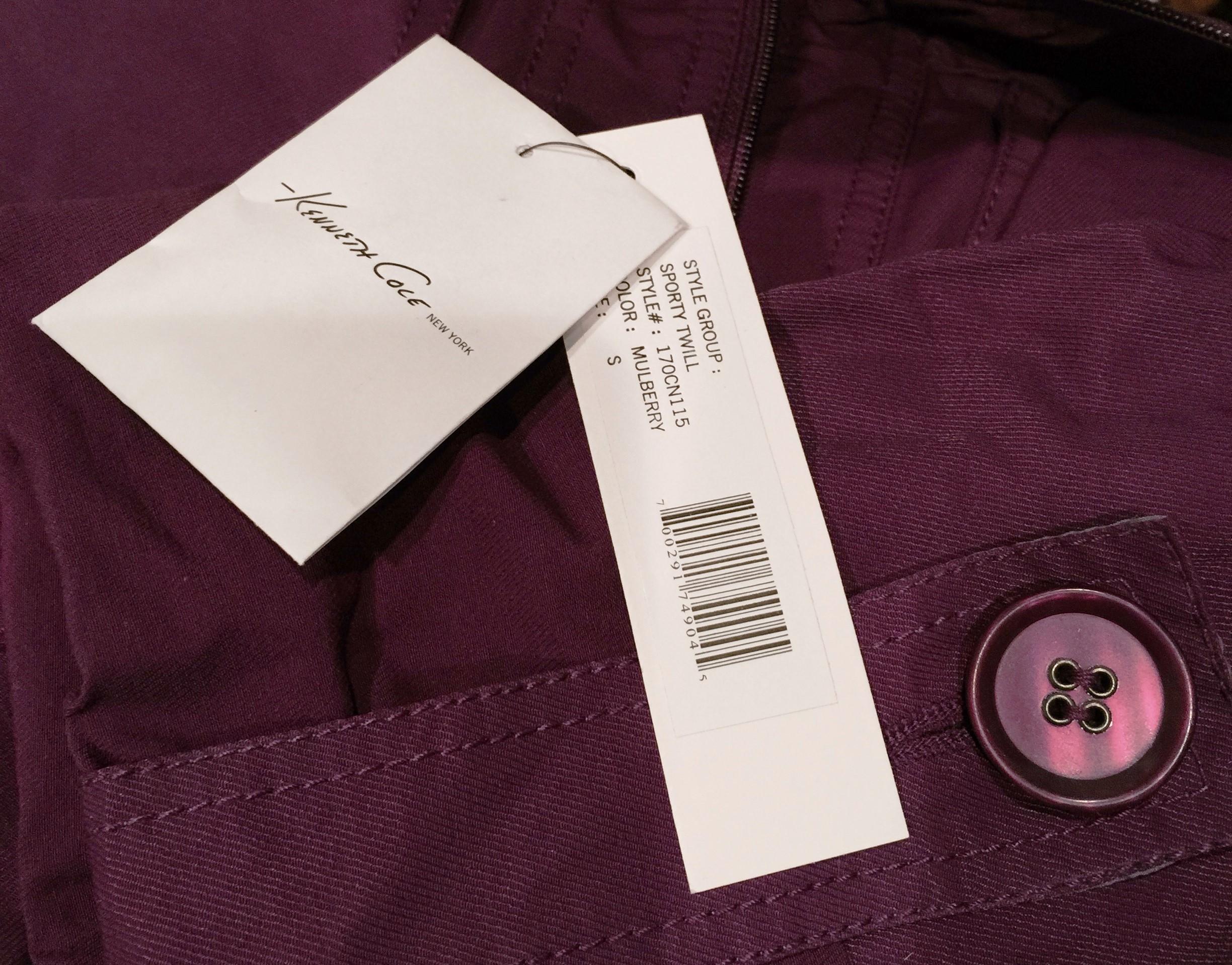 Nero New Kenneth Cole Plum Giacca Cappotto con custodia da viaggio Taglia: Piccolo in vendita