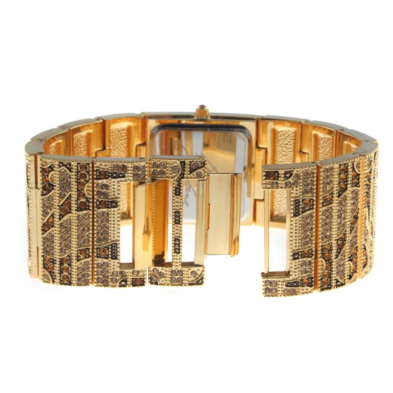 Kenneth Jay Lane, montre-bracelet léopard à maillons en cristal Swarovski  Neuf - En vente à Leesburg, VA