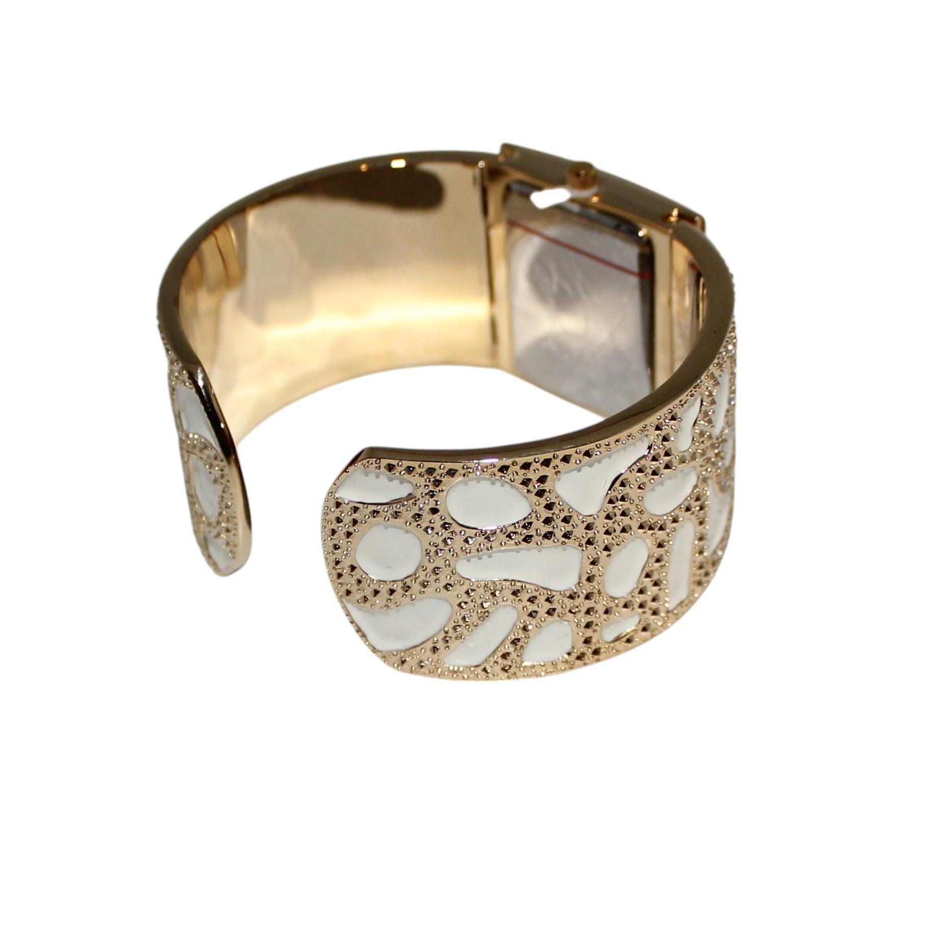 Nuovo orologio Kenneth Jay Lane con cristalli Swarovski e smalto bianco in tonalità oro 6
