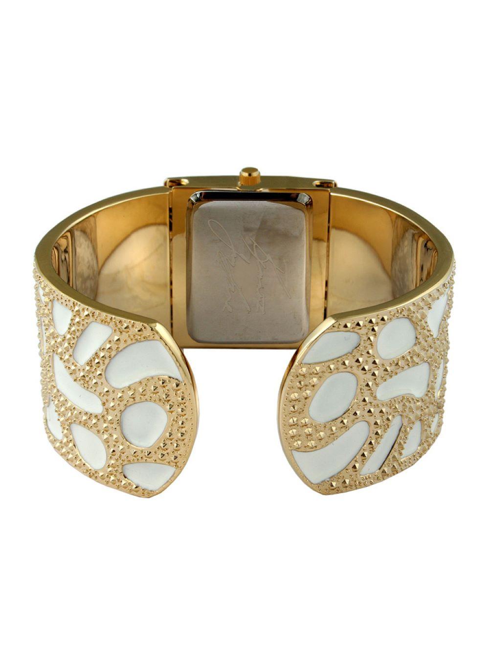 Donna Nuovo orologio Kenneth Jay Lane con cristalli Swarovski e smalto bianco in tonalità oro