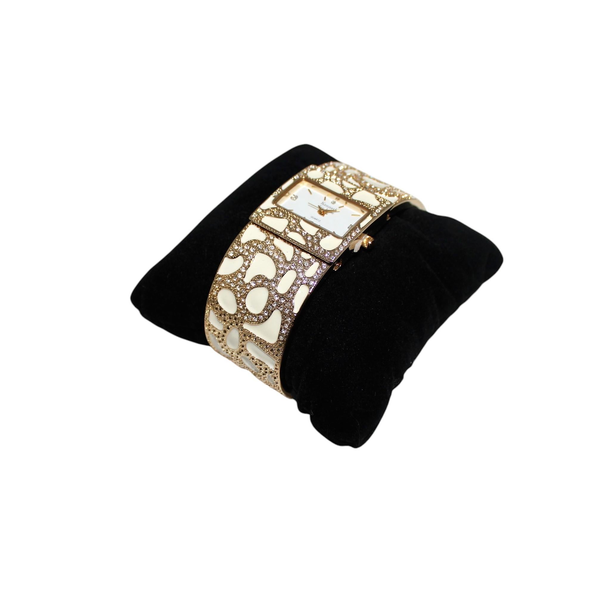Nuovo orologio Kenneth Jay Lane con cristalli Swarovski e smalto bianco in tonalità oro 2