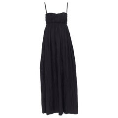 neu KHAITE schwarz cototn raw ausgefranst geraffte Büste Geknittertes Maxikleid US0 XS