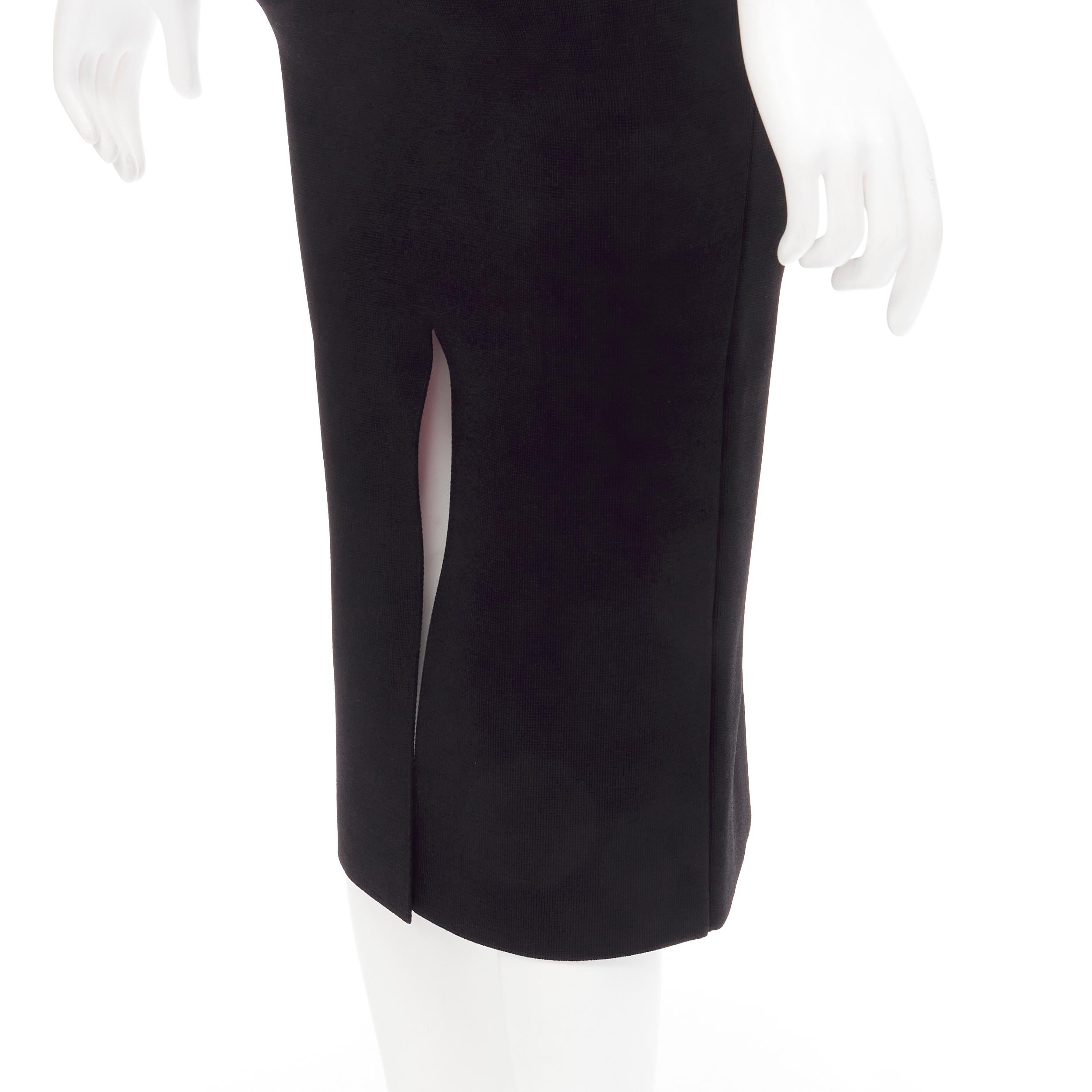 new KHAITE black cut out harness bust stretch knit bodycon midi dress XS 4