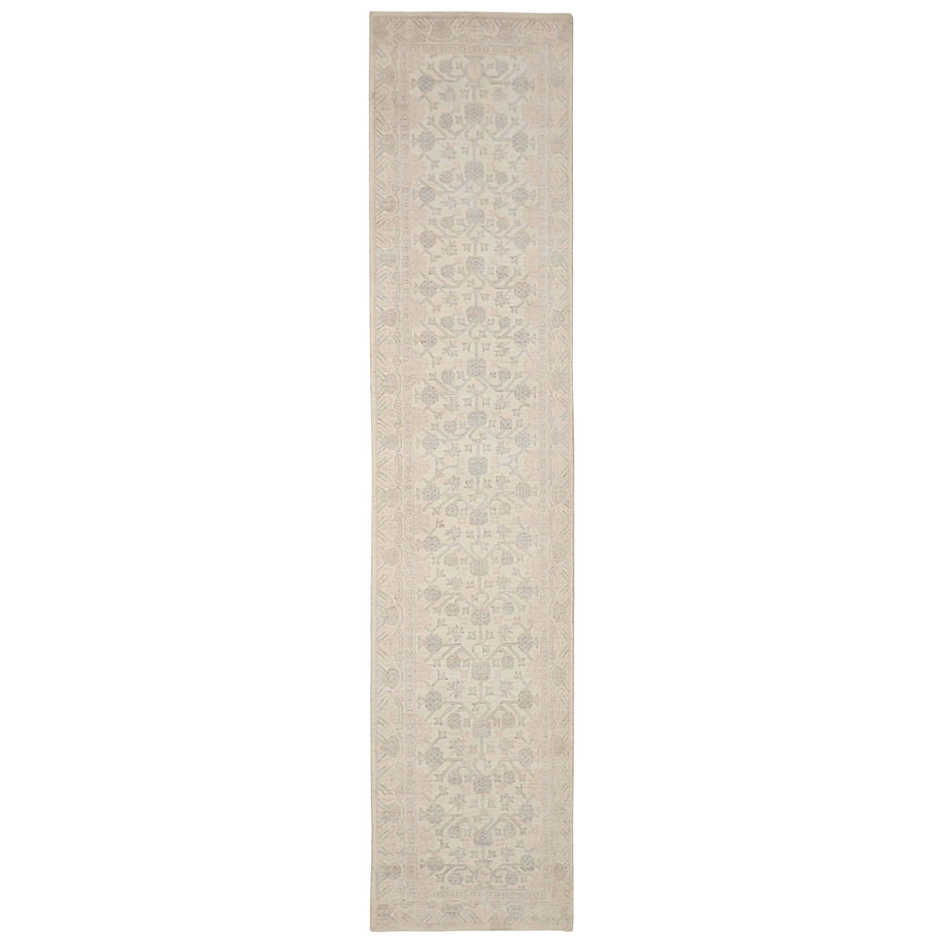 New Khotan Design Afghan Runner Rug with 17th-Century Antique Look For Sale