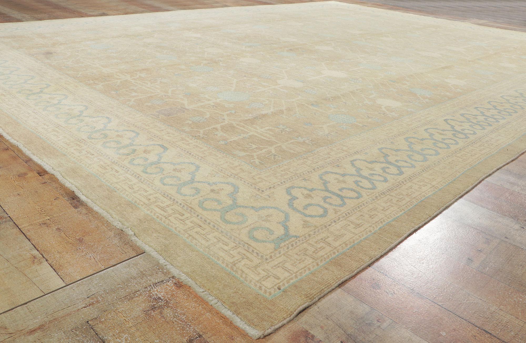Wool New Transitional Khotan Rug with Soft Earth-Tone Colors For Sale