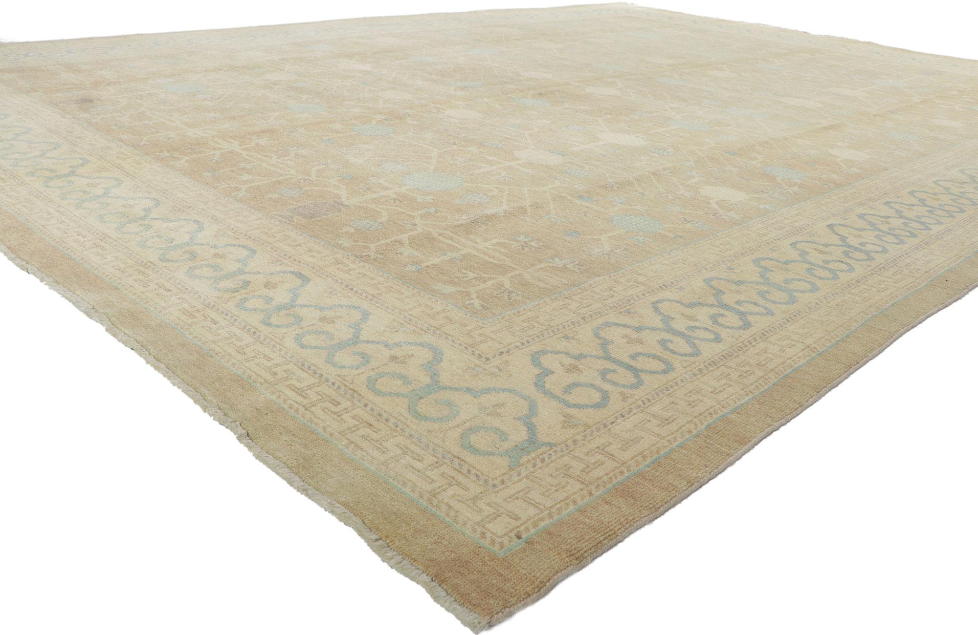 New Transitional Khotan Rug with Soft Earth-Tone Colors For Sale 1