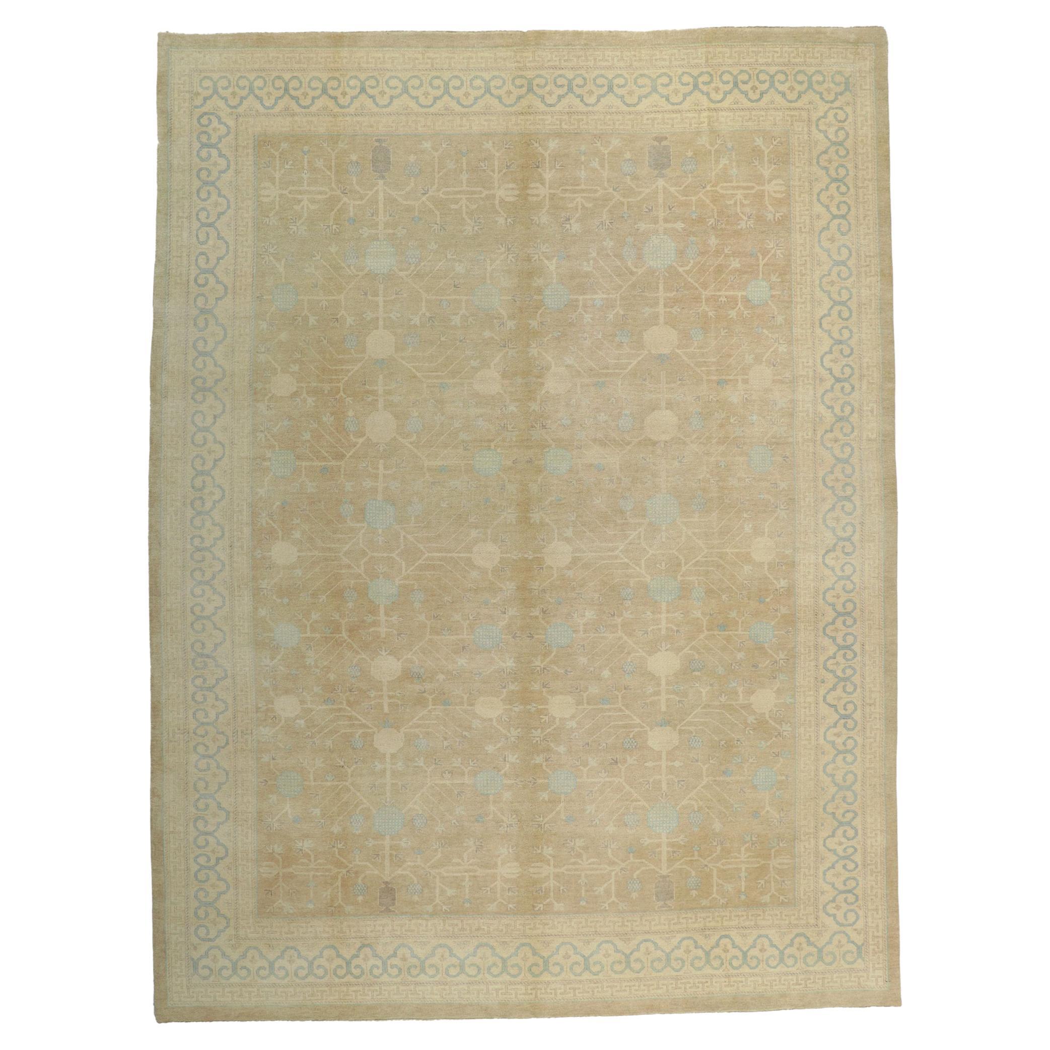 New Transitional Khotan Rug with Soft Earth-Tone Colors For Sale