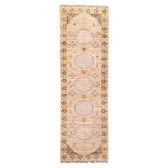 New Khotan Runner with Beige Ground and Moon Medallions